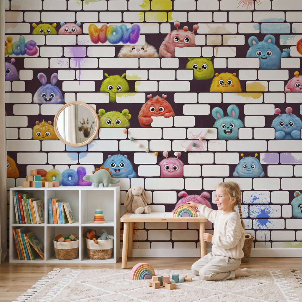 Mur orné de personnages de dessins animés
