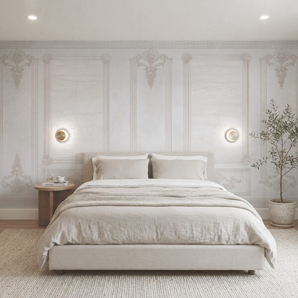 Mur blanc orné de motifs décoratifs Mur blanc orné de motifs décoratifs