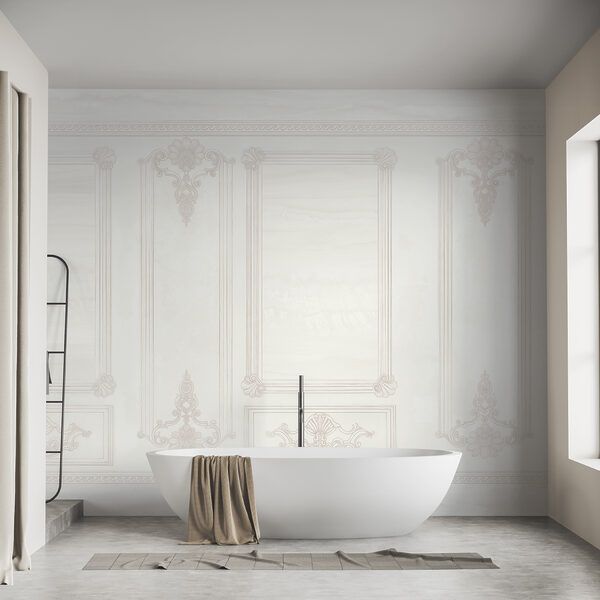 Mur blanc orné de motifs décoratifs Mur blanc orné de motifs décoratifs
