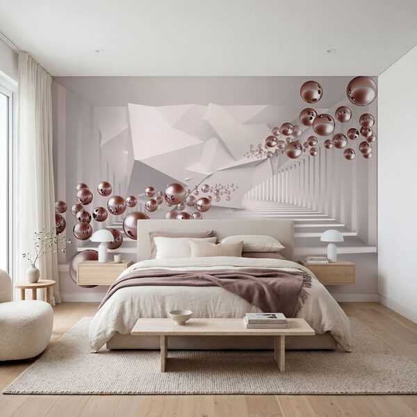 Chambre blanche avec des balles roses Chambre blanche avec des balles roses