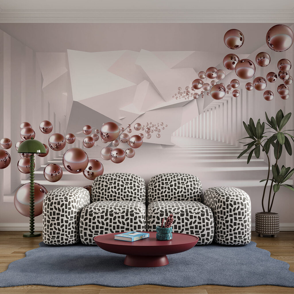 Chambre blanche avec des balles roses Chambre blanche avec des balles roses