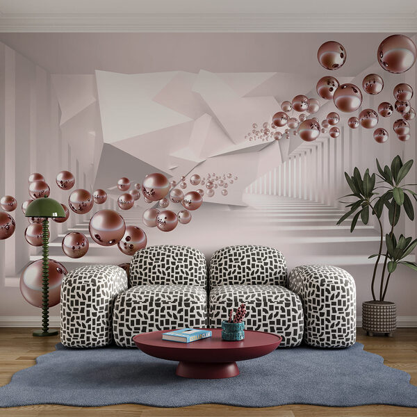 Chambre blanche avec des balles roses Chambre blanche avec des balles roses