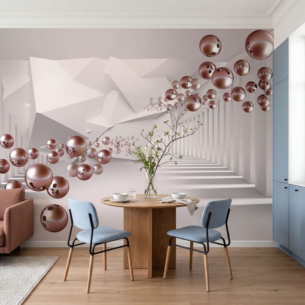 Chambre blanche avec des balles roses Chambre blanche avec des balles roses