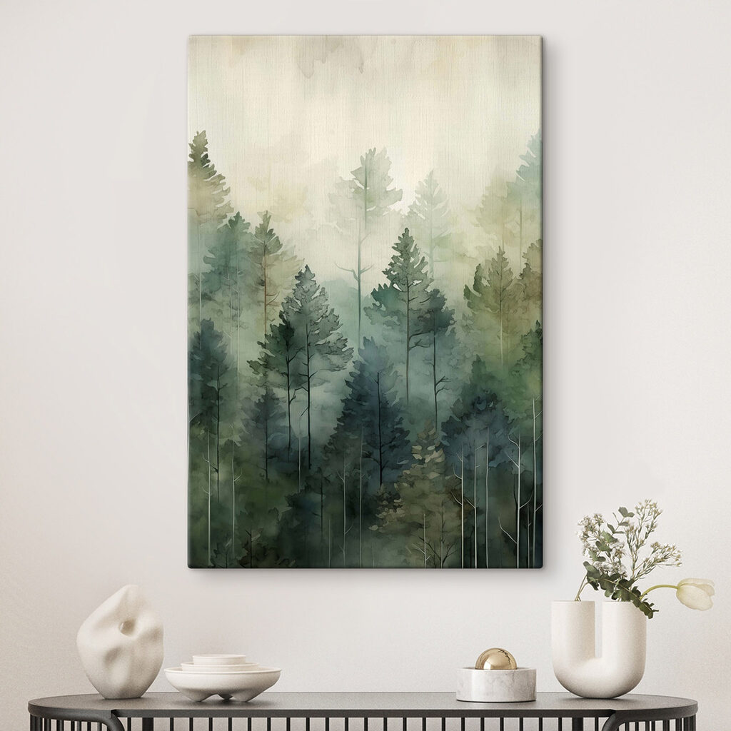 Painting of trees in the fog Painting of trees in the fog