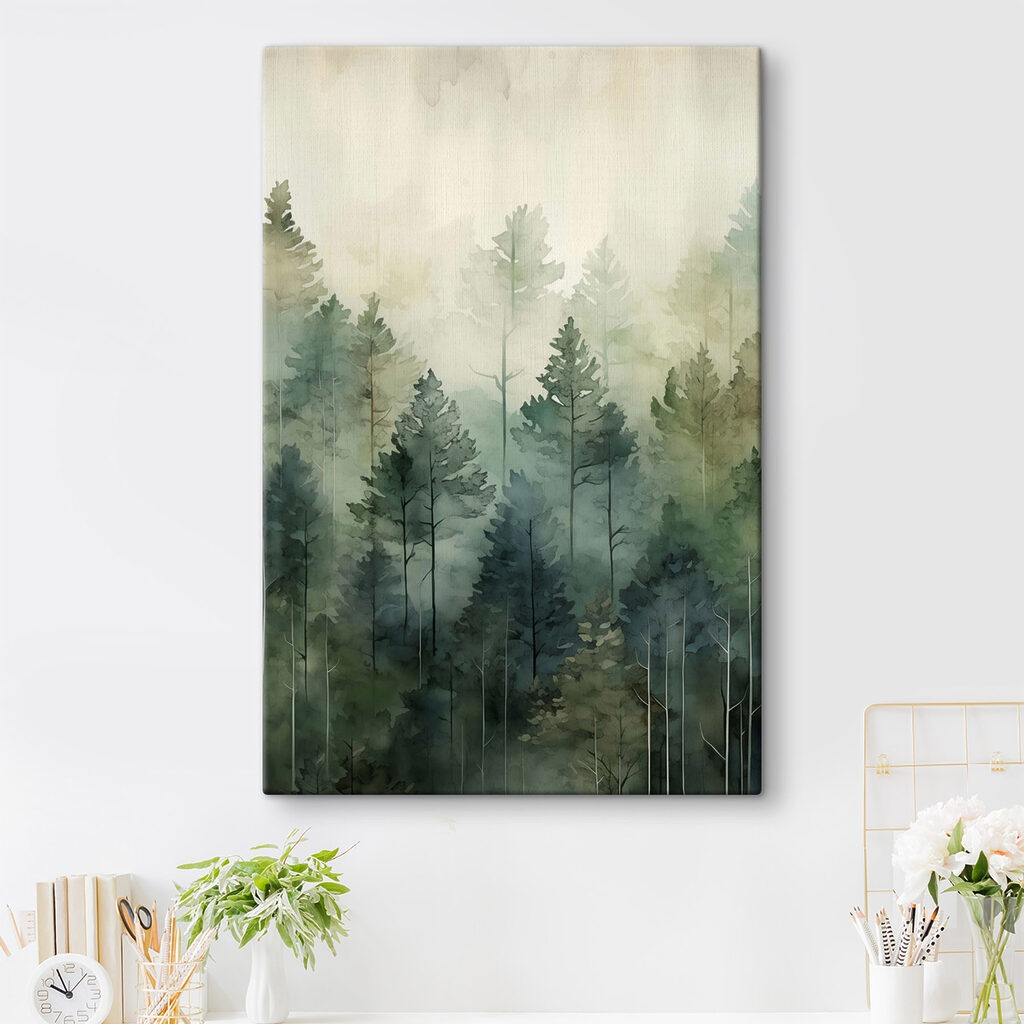 Painting of trees in the fog Painting of trees in the fog