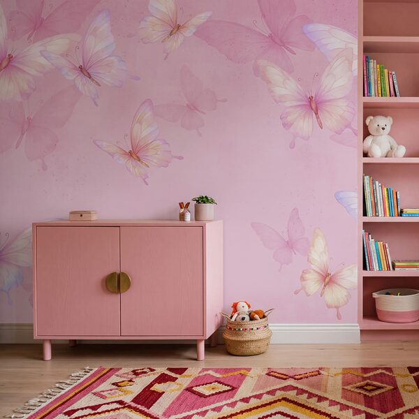 Fond rose avec des papillons Fond rose avec des papillons