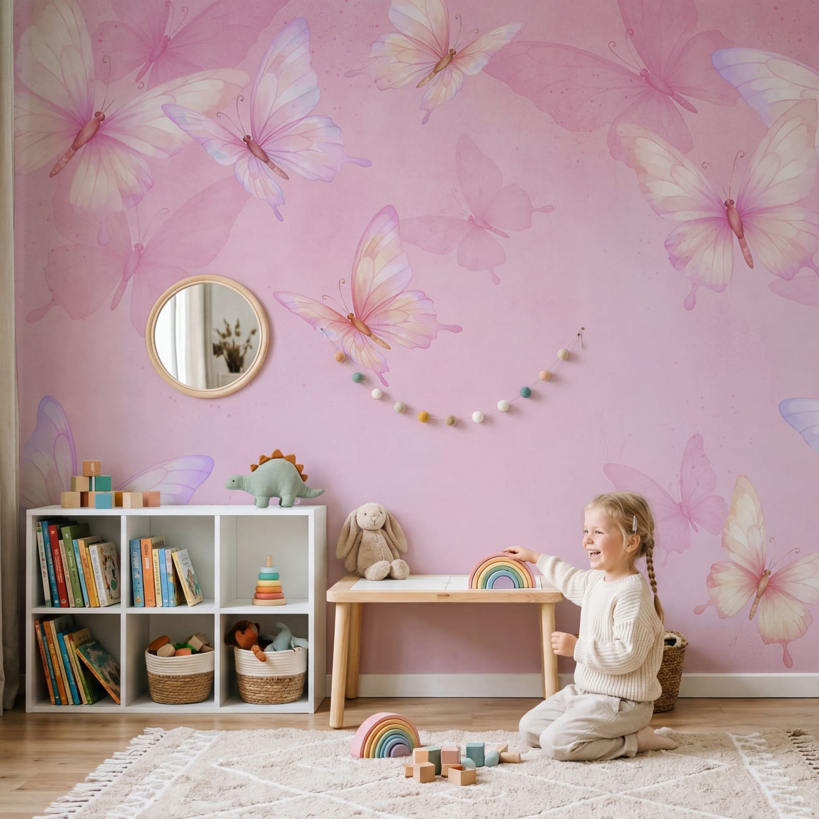 Fond rose avec des papillons Fond rose avec des papillons