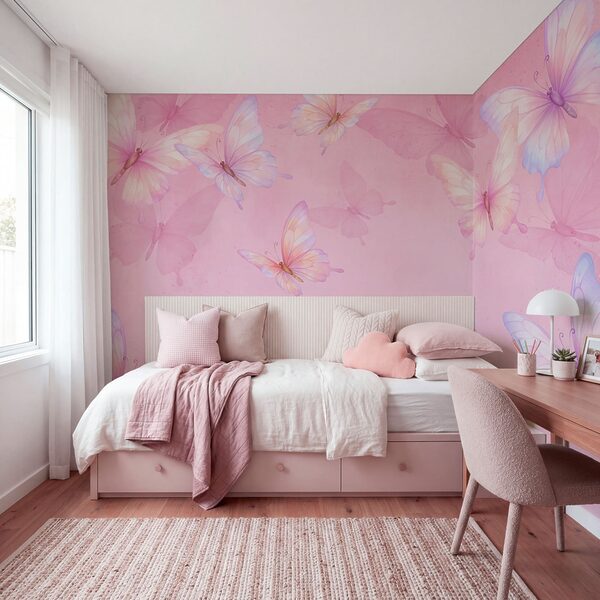 Fond rose avec des papillons Fond rose avec des papillons