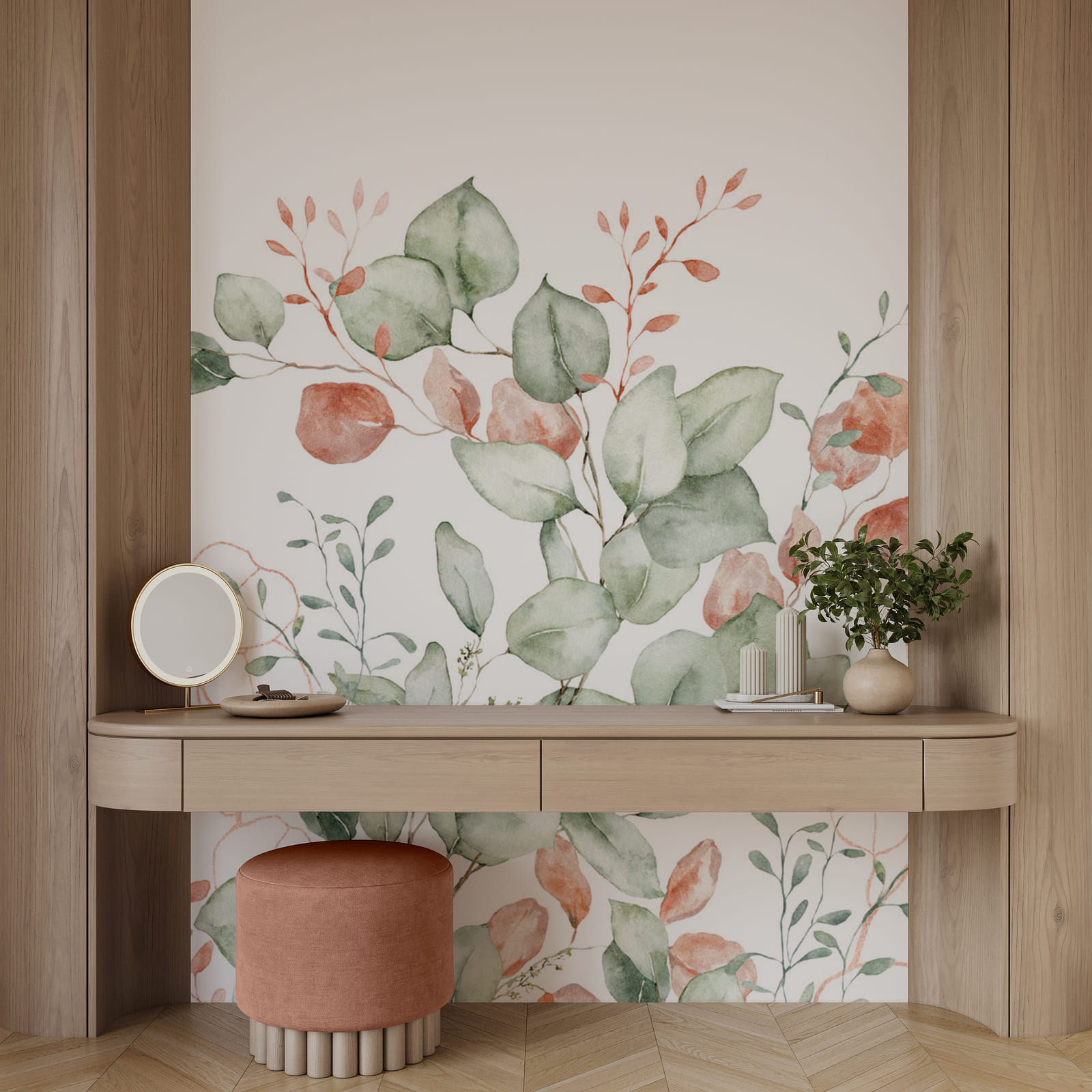 Aquarelle représentant des feuilles et des branches