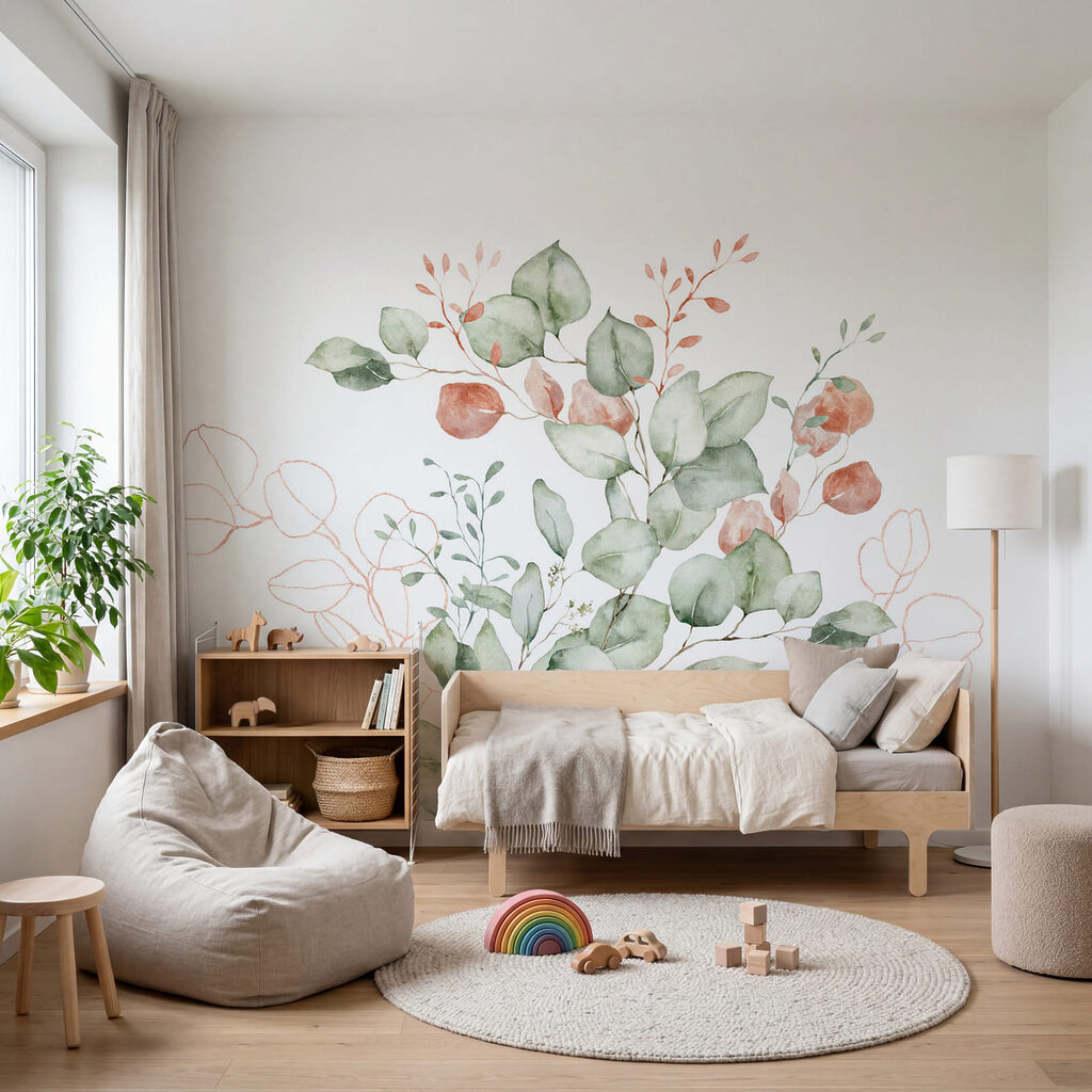 Aquarelle représentant des feuilles et des branches