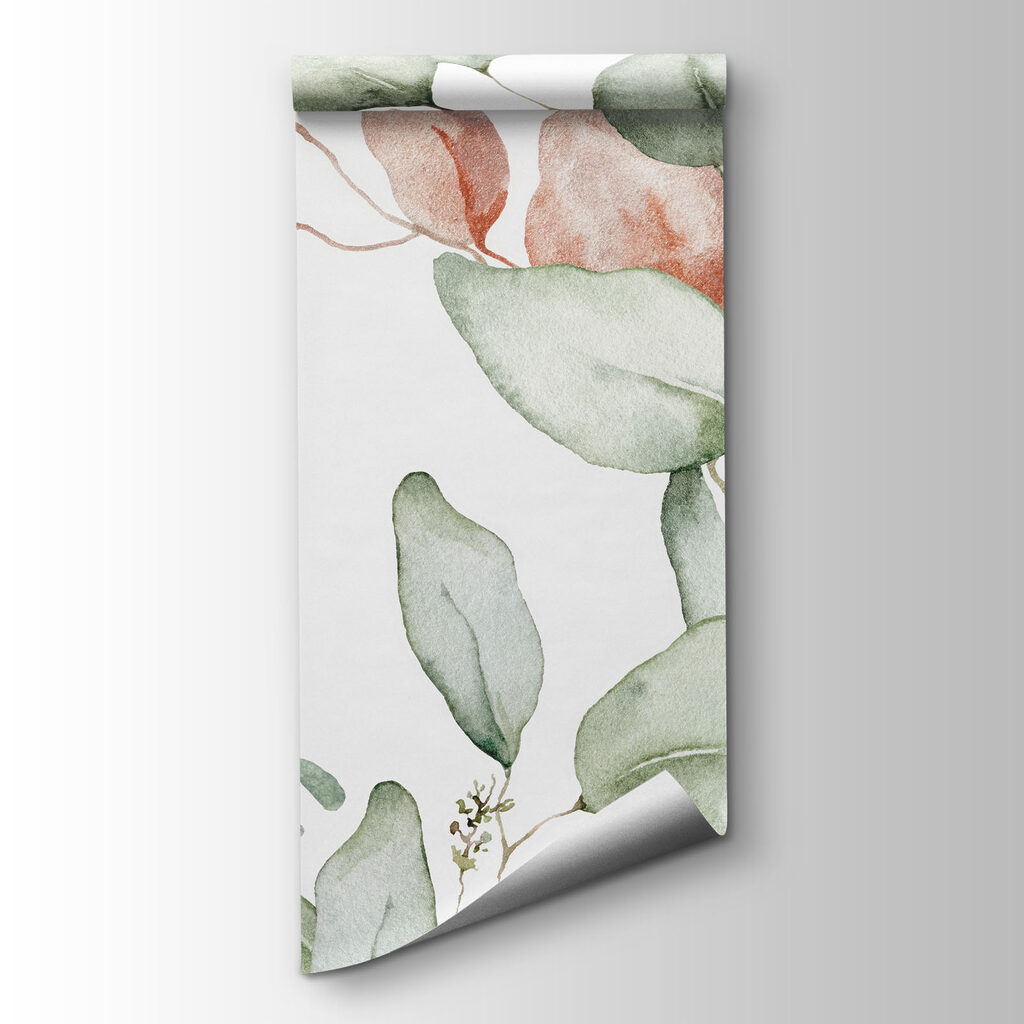Watercolor painting of leaves and branches