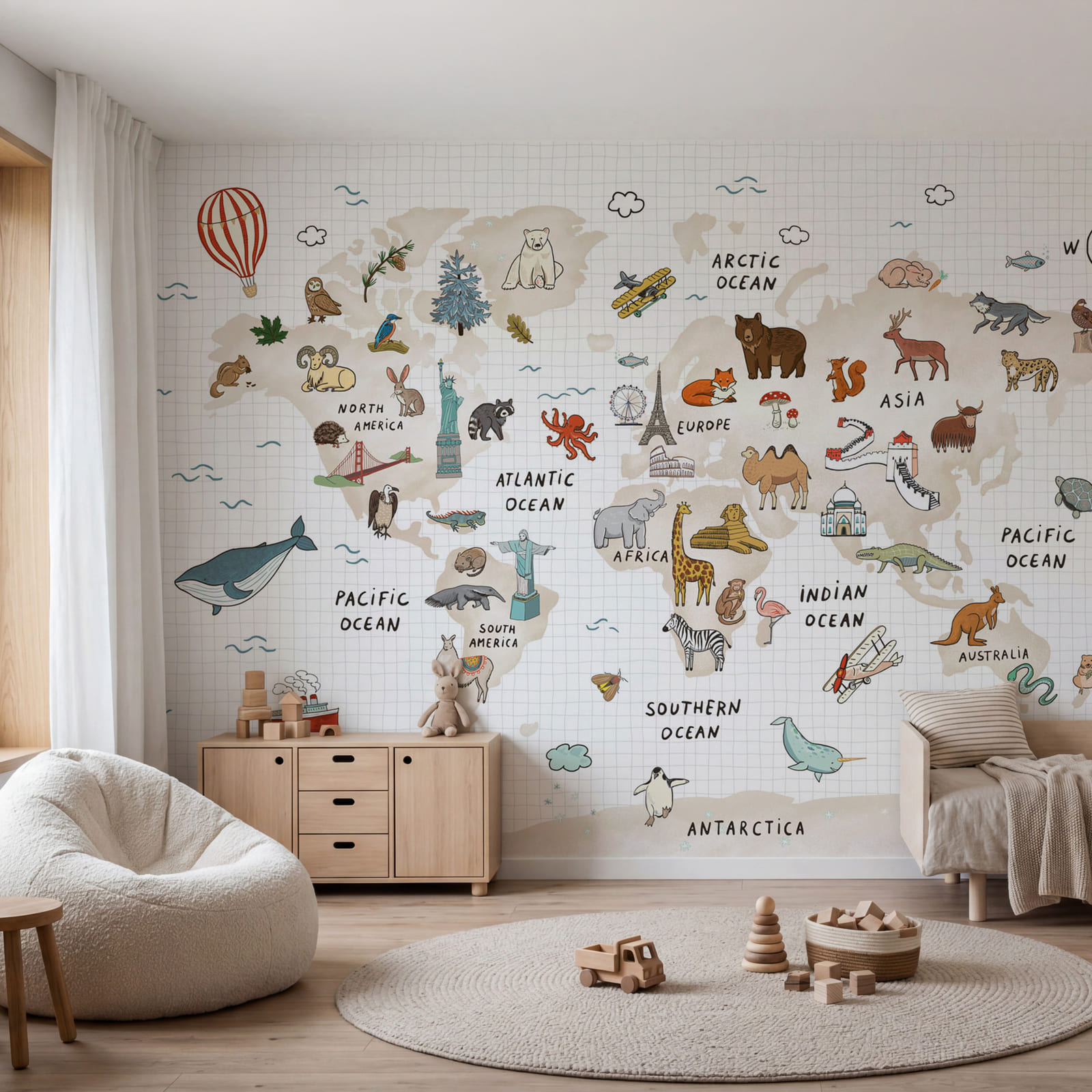Carte du monde avec des animaux