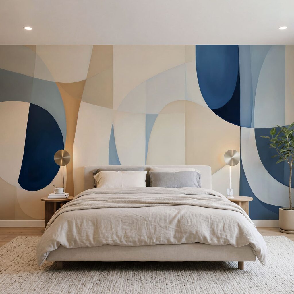 Œuvre d'art bleue et blanche Œuvre d'art bleue et blanche