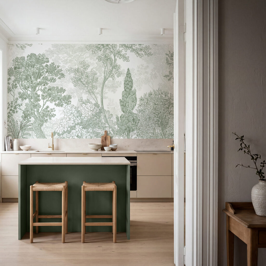 Ensemble d'arbres et de plantes