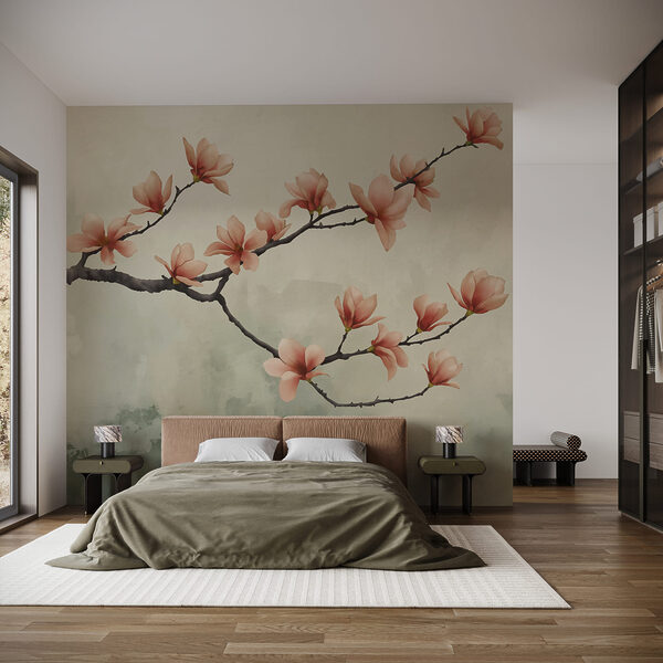 Branche à fleurs roses