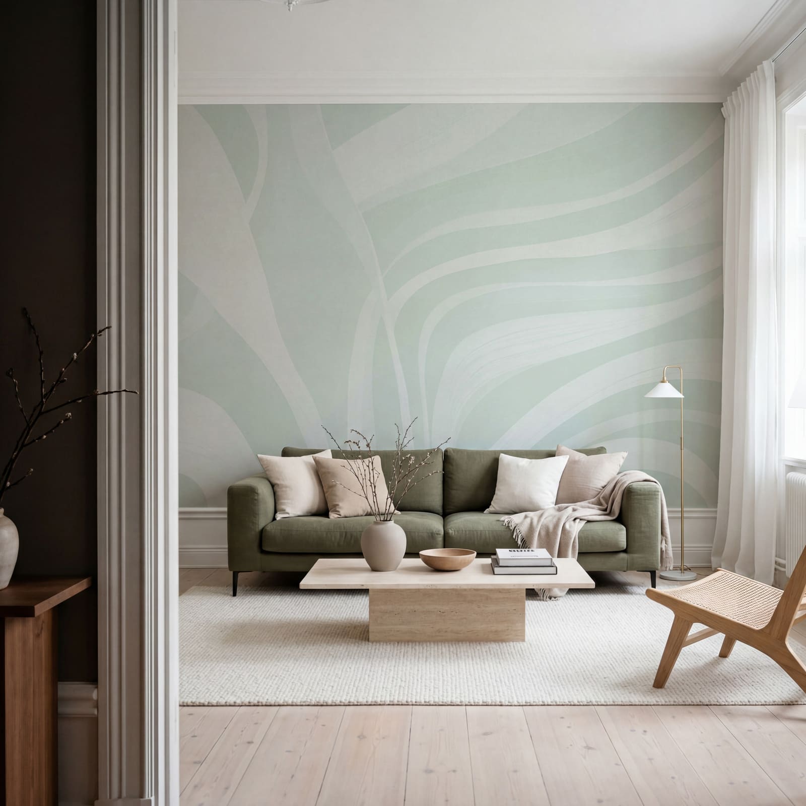 Fond blanc et vert