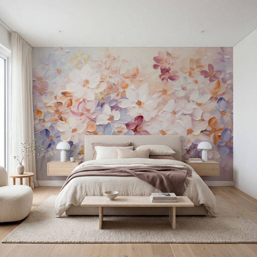 Peinture représentant des fleurs sur un fond blanc