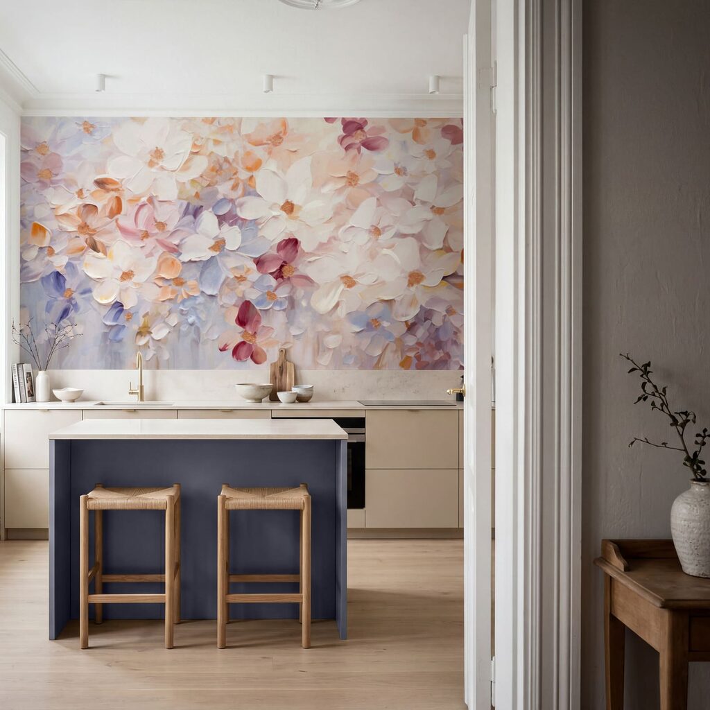 Peinture représentant des fleurs sur un fond blanc