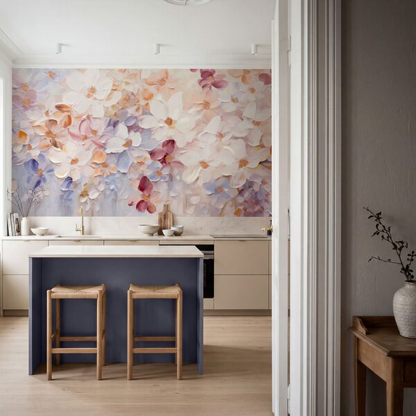 Peinture représentant des fleurs sur un fond blanc
