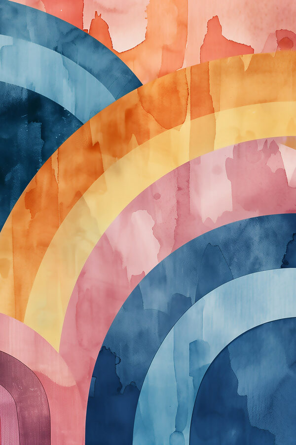 Colorful art piece with a rainbow Colorful art piece with a rainbow