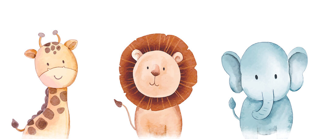 Lion avec un ballon bleu
