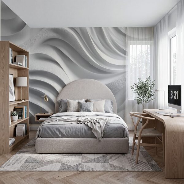 Mur blanc orné de lignes ondulées Mur blanc orné de lignes ondulées