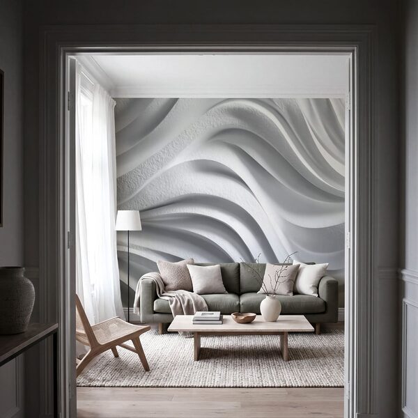 Mur blanc orné de lignes ondulées Mur blanc orné de lignes ondulées