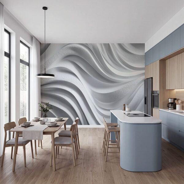 Mur blanc orné de lignes ondulées Mur blanc orné de lignes ondulées