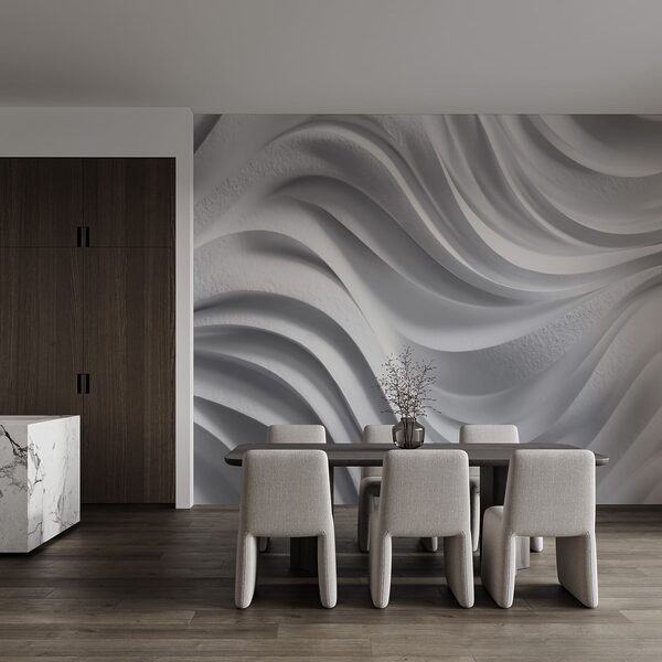 Mur blanc orné de lignes ondulées Mur blanc orné de lignes ondulées