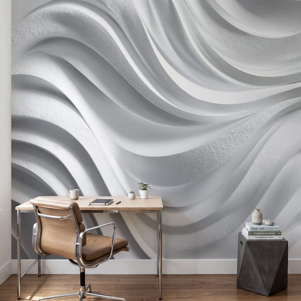 Mur blanc orné de lignes ondulées Mur blanc orné de lignes ondulées