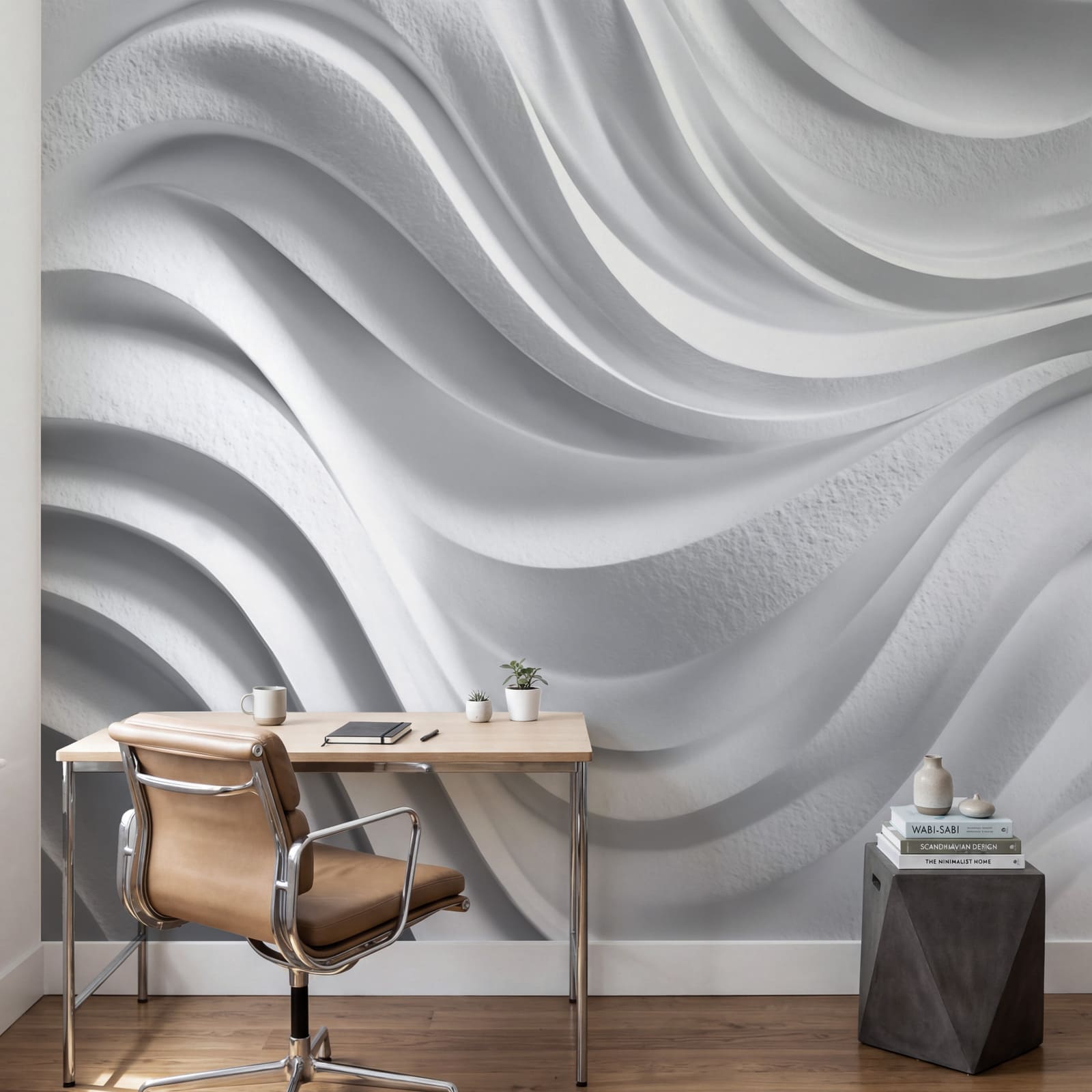 Mur blanc orné de lignes ondulées Mur blanc orné de lignes ondulées