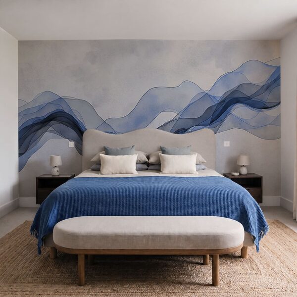 Des lignes ondulées bleues sur fond blanc Des lignes ondulées bleues sur fond blanc