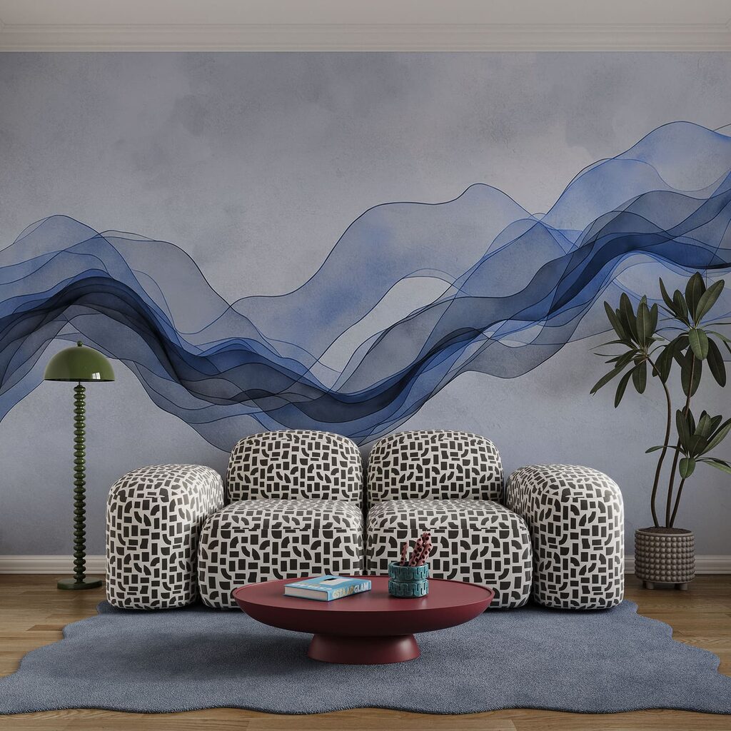 Des lignes ondulées bleues sur fond blanc Des lignes ondulées bleues sur fond blanc