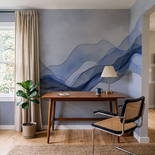 Des lignes ondulées bleues sur fond blanc Des lignes ondulées bleues sur fond blanc