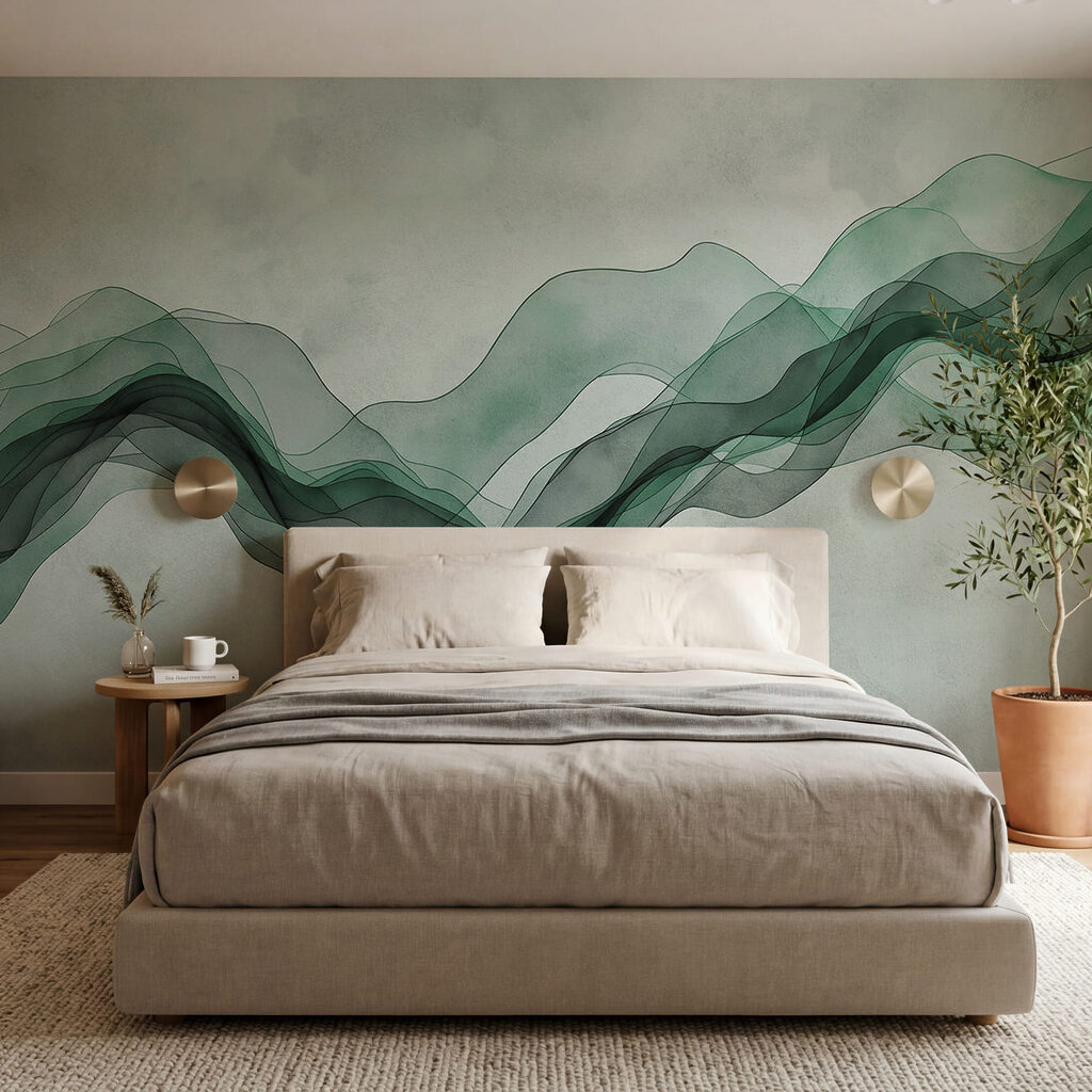 Des lignes ondulées vertes sur fond blanc Des lignes ondulées vertes sur fond blanc
