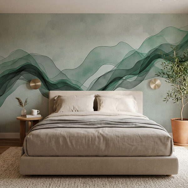 Des lignes ondulées vertes sur fond blanc Des lignes ondulées vertes sur fond blanc