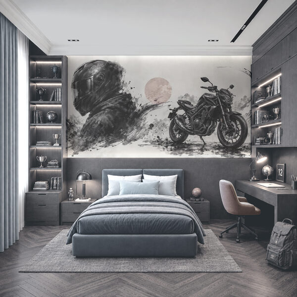 Moto avec un masque noir