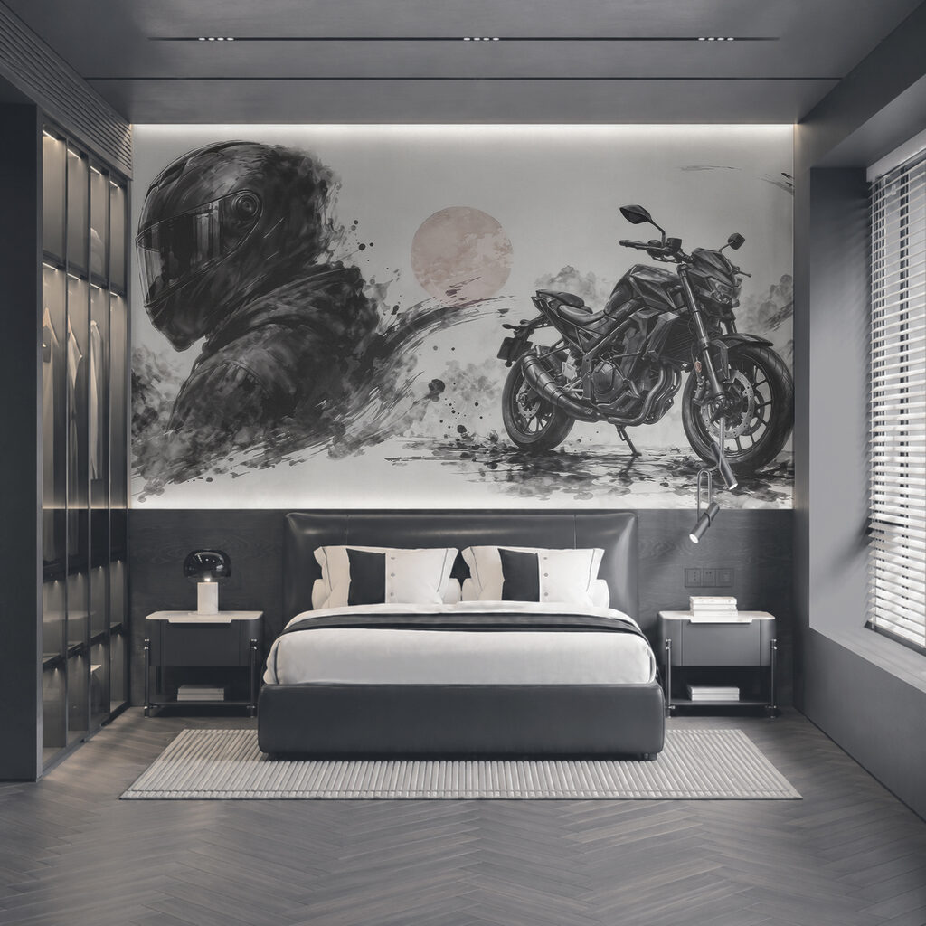 Moto avec un masque noir