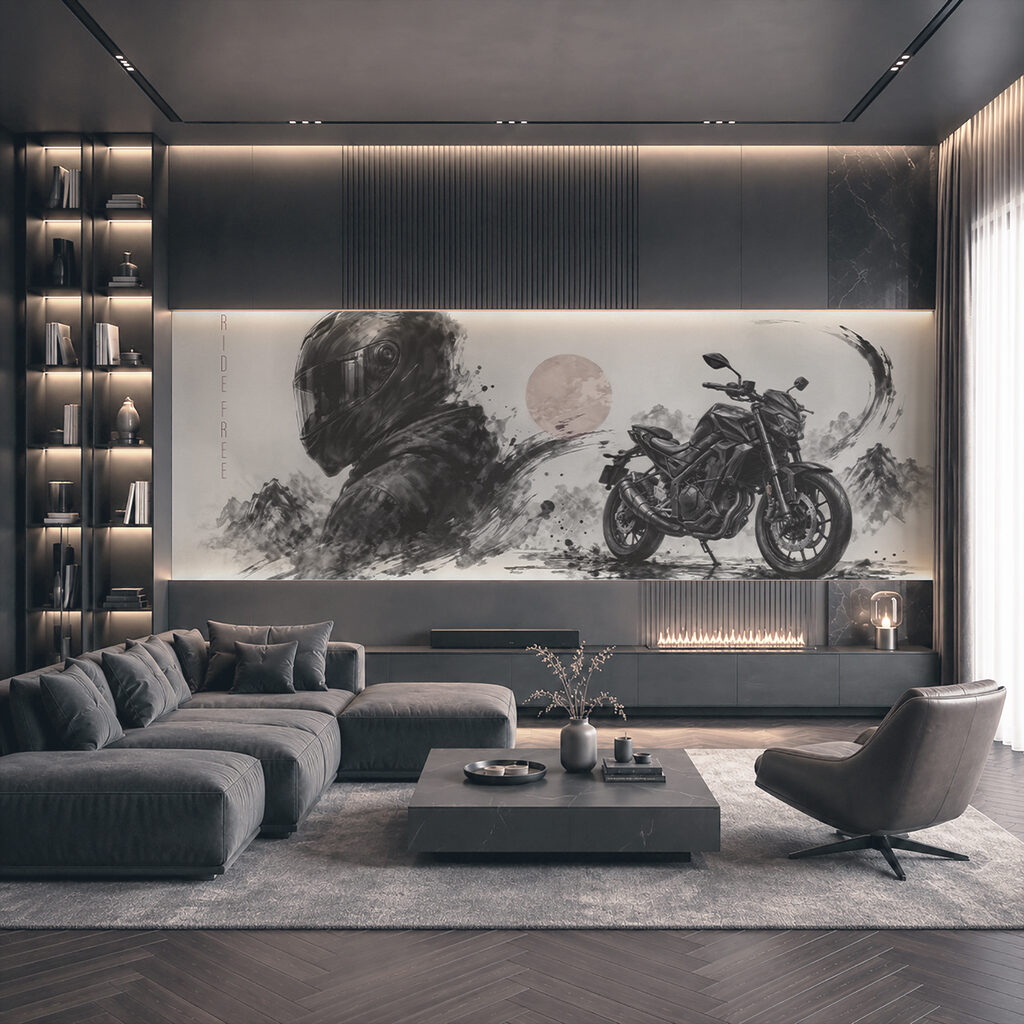 Moto avec un masque noir