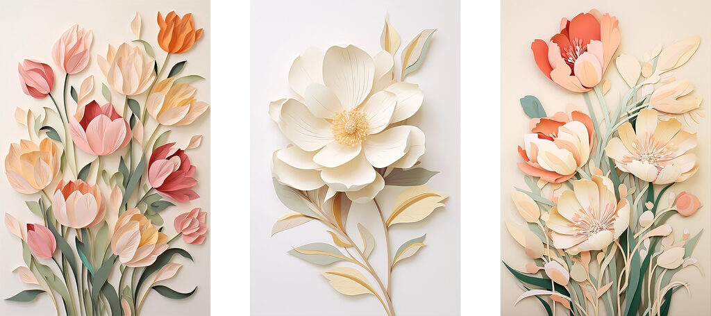Collage of paper flowers Collage of paper flowers