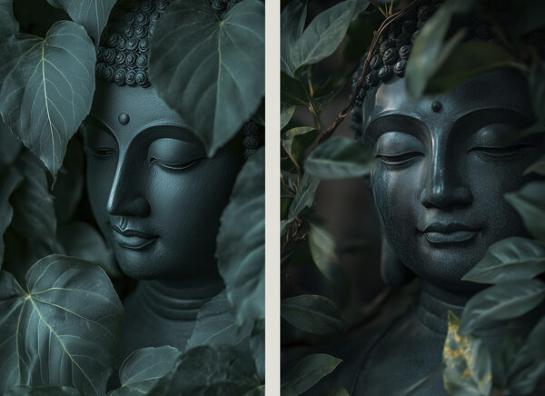 Statue of a person surrounded by leaves Statue of a person surrounded by leaves