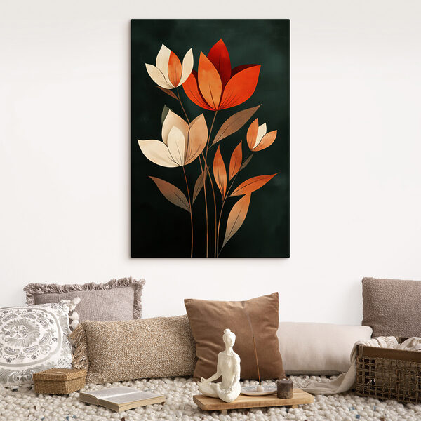 Painting of flowers with leaves Painting of flowers with leaves