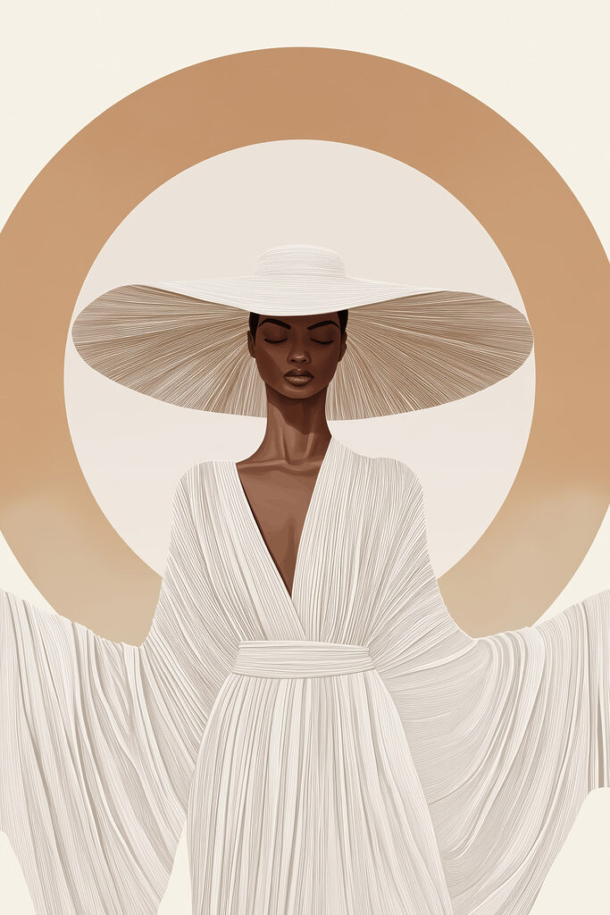 Woman wearing a hat and dress Woman wearing a hat and dress