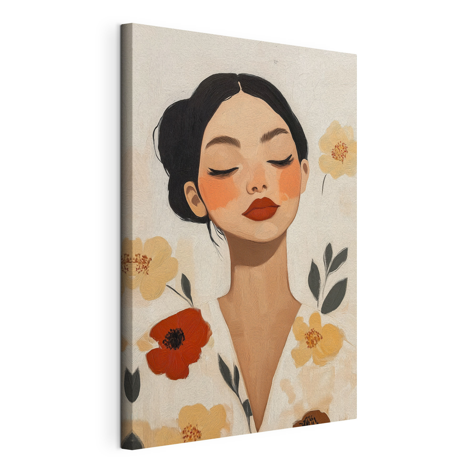 Woman with red lips and flowers Woman with red lips and flowers