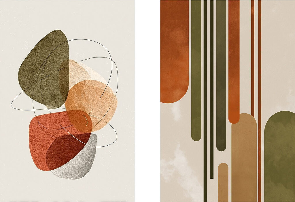 - Abstract forms in earthy tones