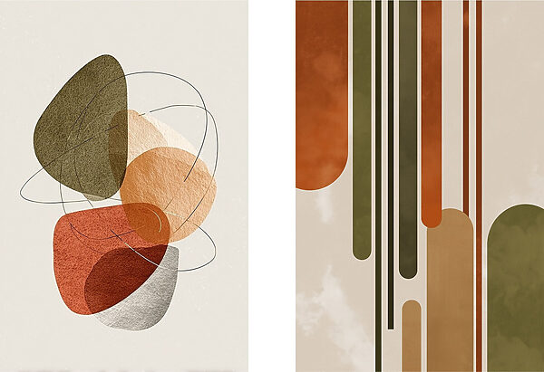 - Abstract forms in earthy tones
