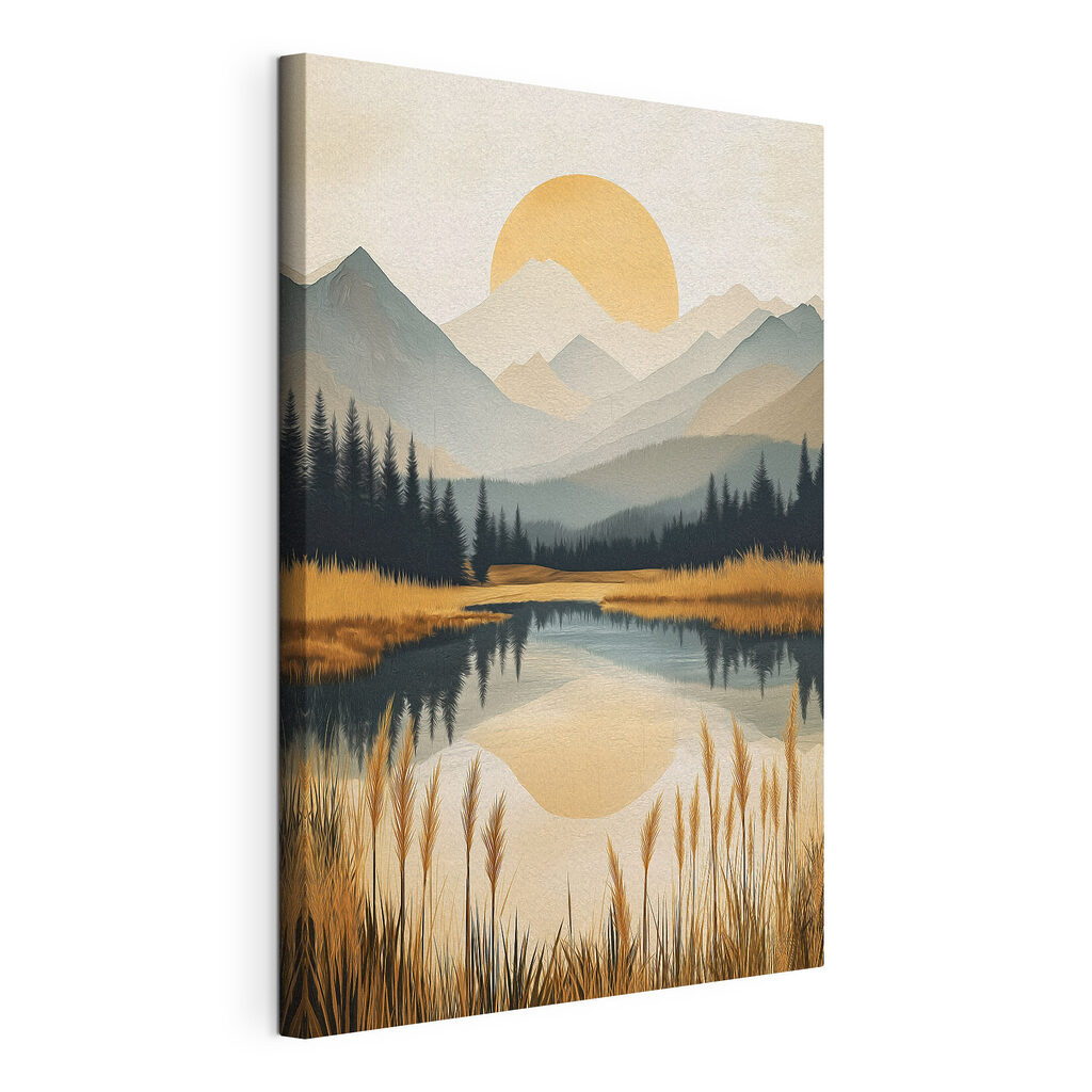 Landscape of a lake with mountains and trees