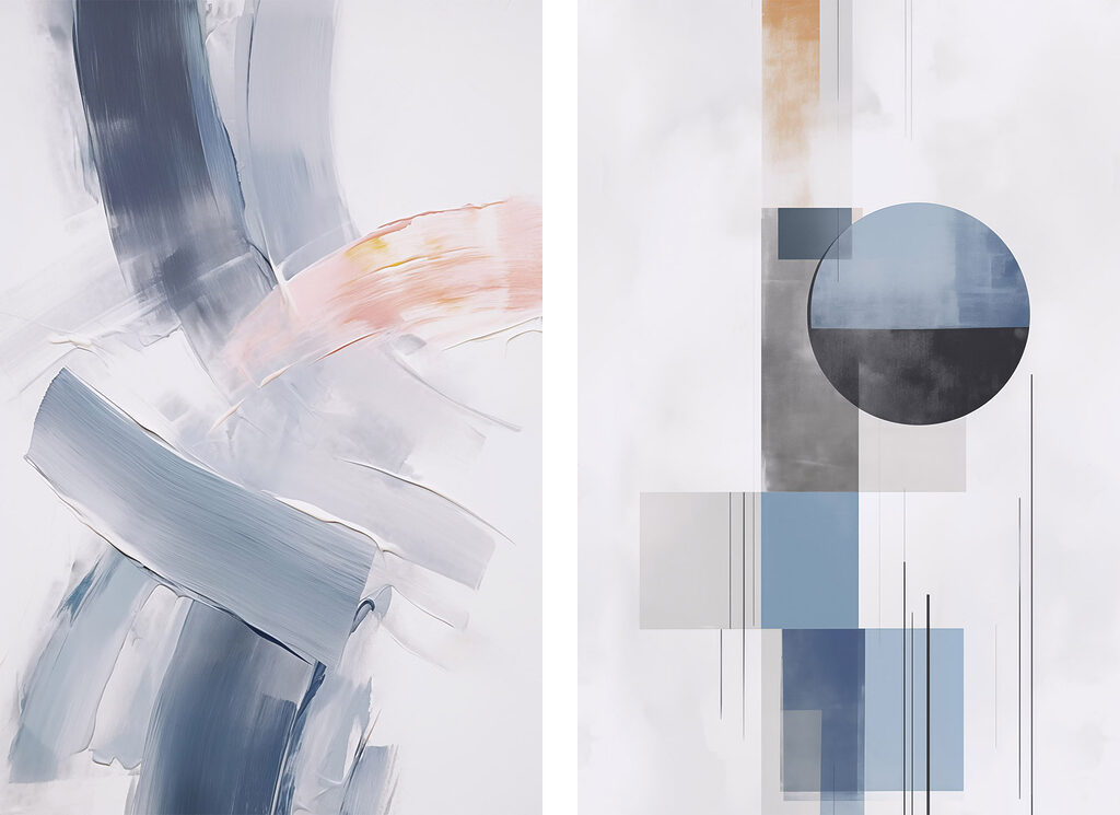 Two paintings of different colors