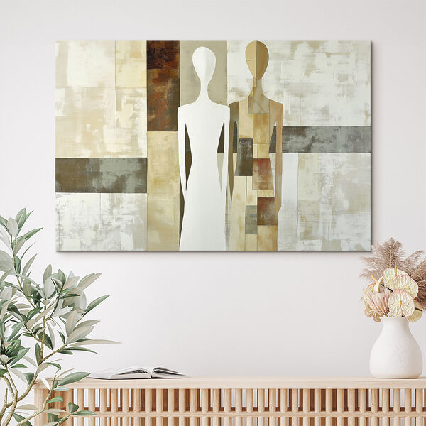 Couple of people in white and brown dresses