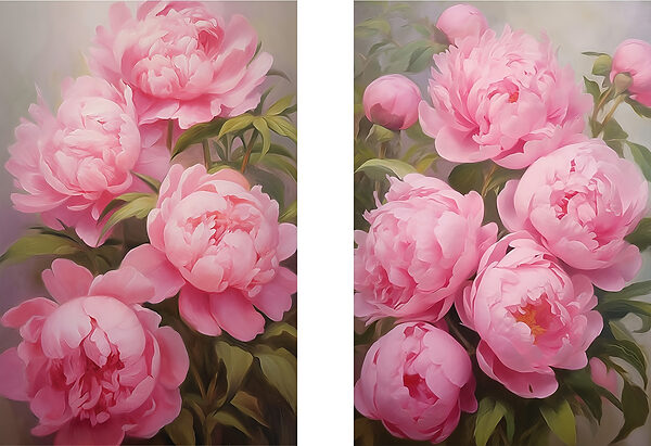 Blooming pink peonies in soft light Blooming pink peonies in soft light